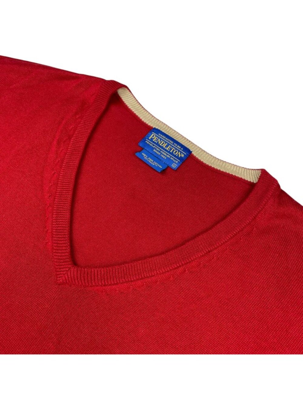 Pendleton Men's 100% Pima Cotton V-Neck Pullover Sweater Red • Large